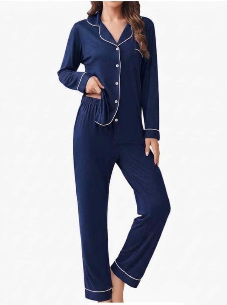 Blue with white pipping shirt and and trouser