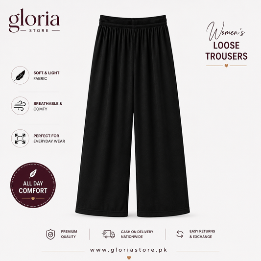 Wide Leg Comfort Trouser – Black