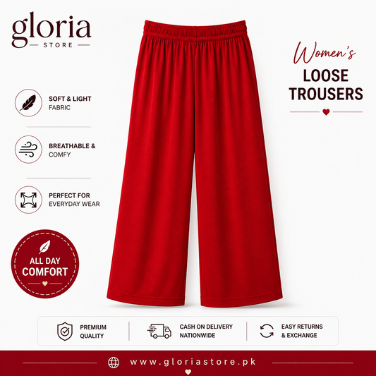 Wide Leg Comfort Trouser – Red