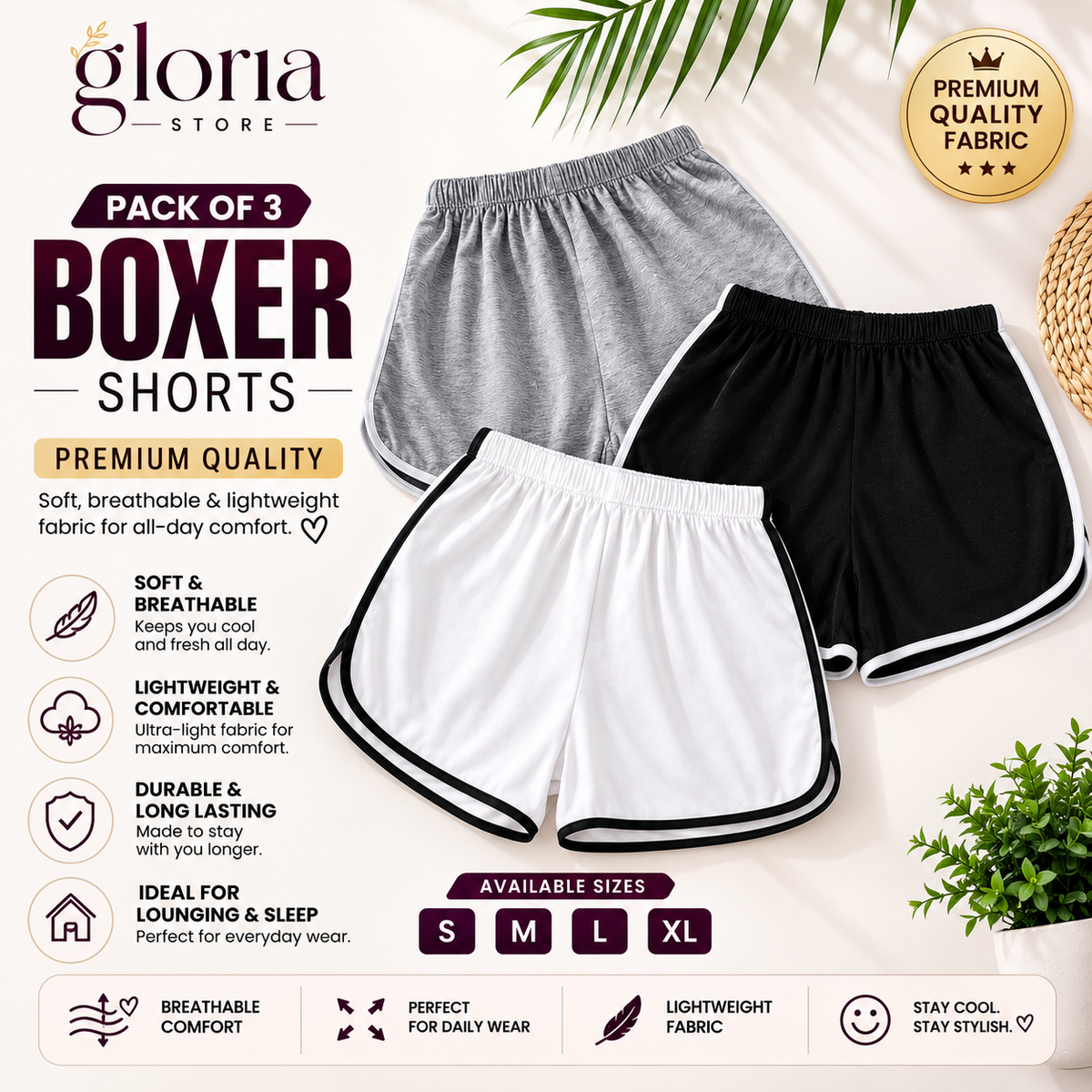 Pack Of 3 Women Boxer