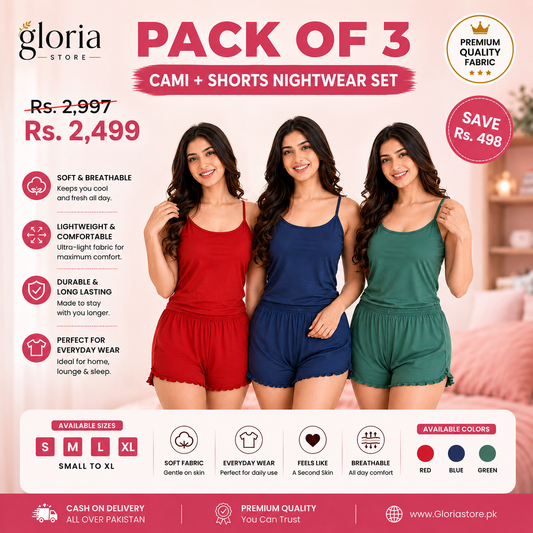 Camiset Pack of 3 (Blue + Green + Red)