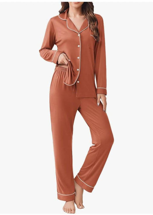 Orange with white pipping shirt and and trouser