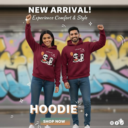 Mehroon Panda Printed Hoodie